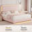 LED Teddy Fleece Platform Bed Frame with Round Corner Upholstered Headboard-678100483-678100480