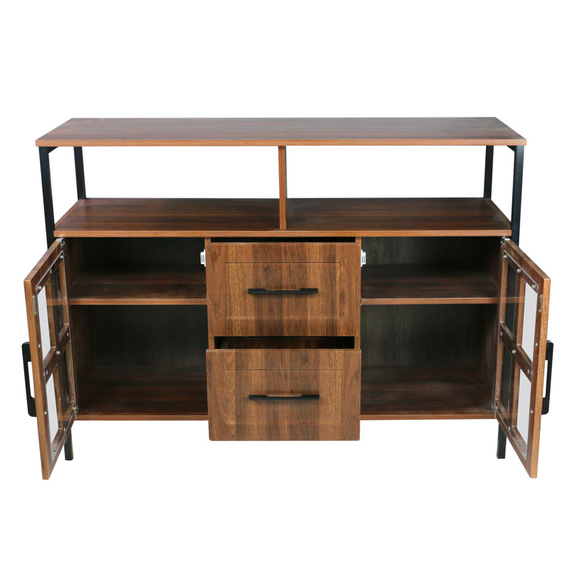 Étagères de salon, avec deux salles de rangement, boîte de rangement, armoire à ustensiles de cuisine moderne, armoire de rangement en bois en libre-service, armoire en verre transparent de salle à manger de couloir
