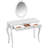 Silver Oval Mirror Makeup Desk With 3 Storage Drawers, Velvet Jewelry Tray, Exquisite Detail Craftsmanship, Solid Wood Legs, High - Quality Metal Rails,  For Living Room, Bedroom Elegant-1247330133