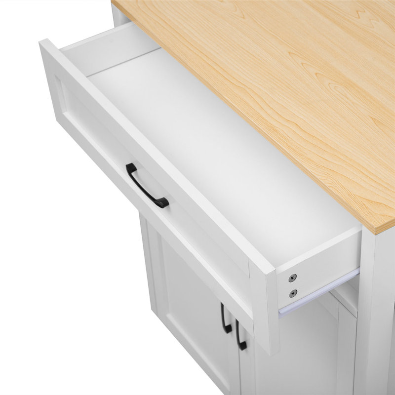 Kitchen Island With Extendable Table, White