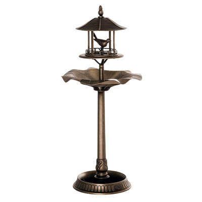 Multi-functional Outdoor Bird Bath Stand, Bird Drinking Bath Basin With Feeder & Plant Planter, Patio Lawn Courtyard Wildlife Landscape Decoration
