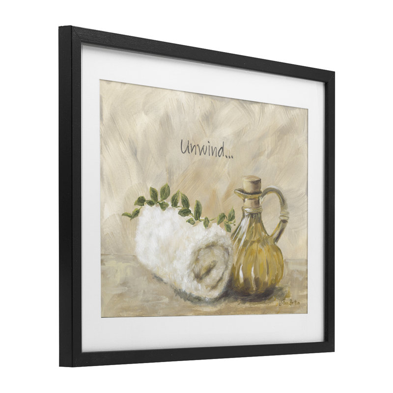 «Unwind Bath Bath», impression sous verre, design par Pam Britton, H 13 po x l 16 po, Cadre noir minuit