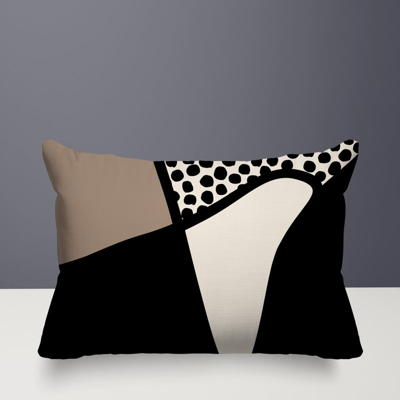 Coussin lombaire réversible intérieur / extérieur Jai Abstract, H 14 po x l 20 po, Noir, noir, noir, noir