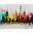 Colorful City with Gold Lines Polyester Placemat - Home Decor