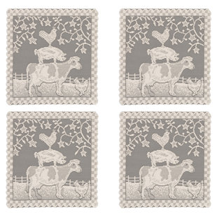 Chad Polyester No Pattern Square Doily (Set of 4)