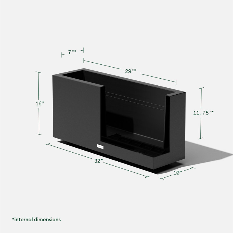 Veradek Black Rectangular Plastic Planter Box 32"