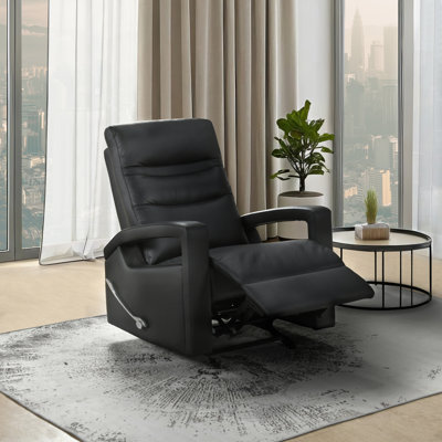Fauteuil inclinable, cuir noir et similicuir