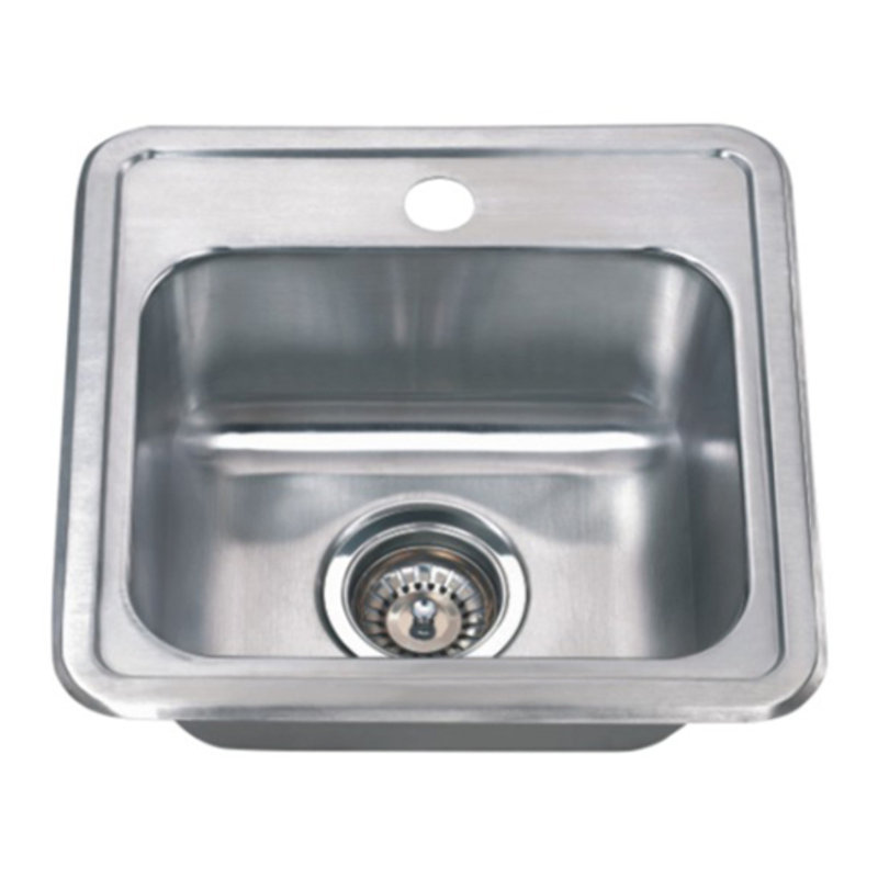 Sleek 15'' Square Stainless Steel Modern Kitchen Sink with Matte Finish