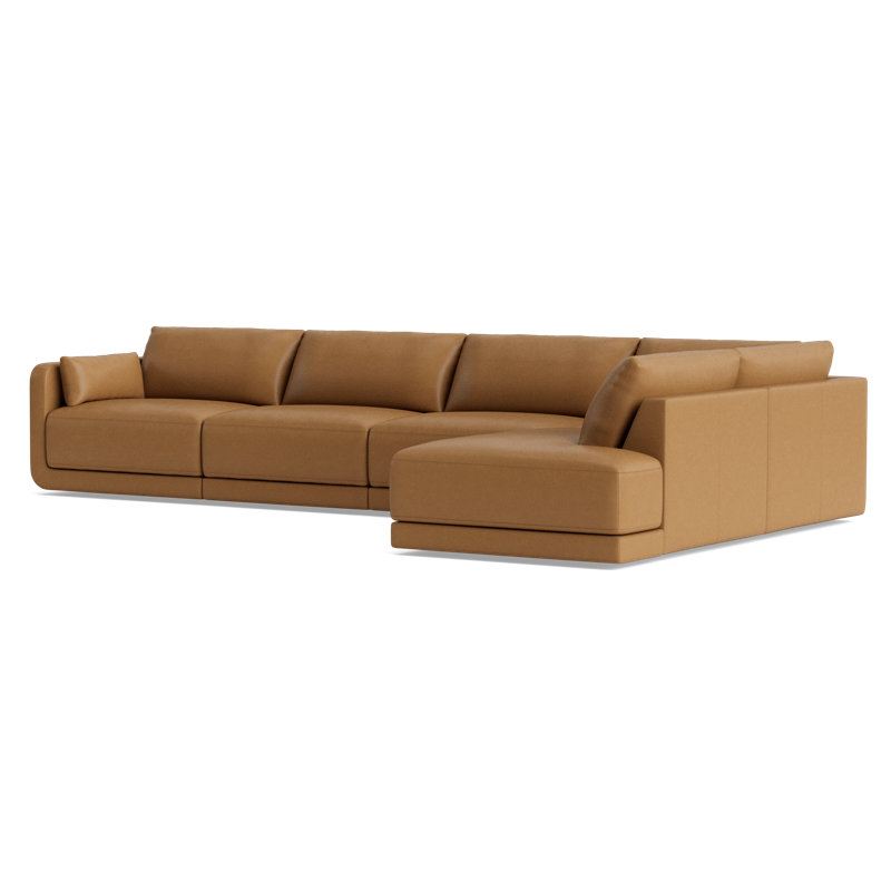 Eva Modular Corner Sectional, Leather - Butterscotch, Right Hand Facing