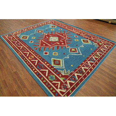 Blue Geometric Kilim Oriental Area Rug 8x10
