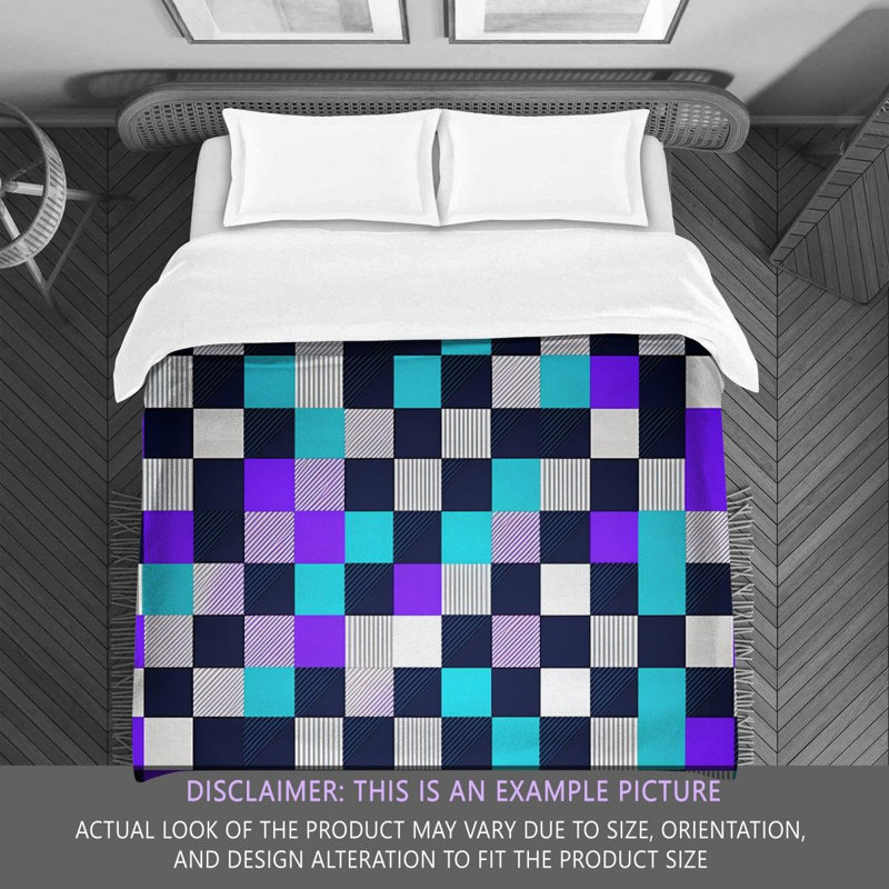 Polyester Comforter, Twin Comforter, Blue/Purple Checkered