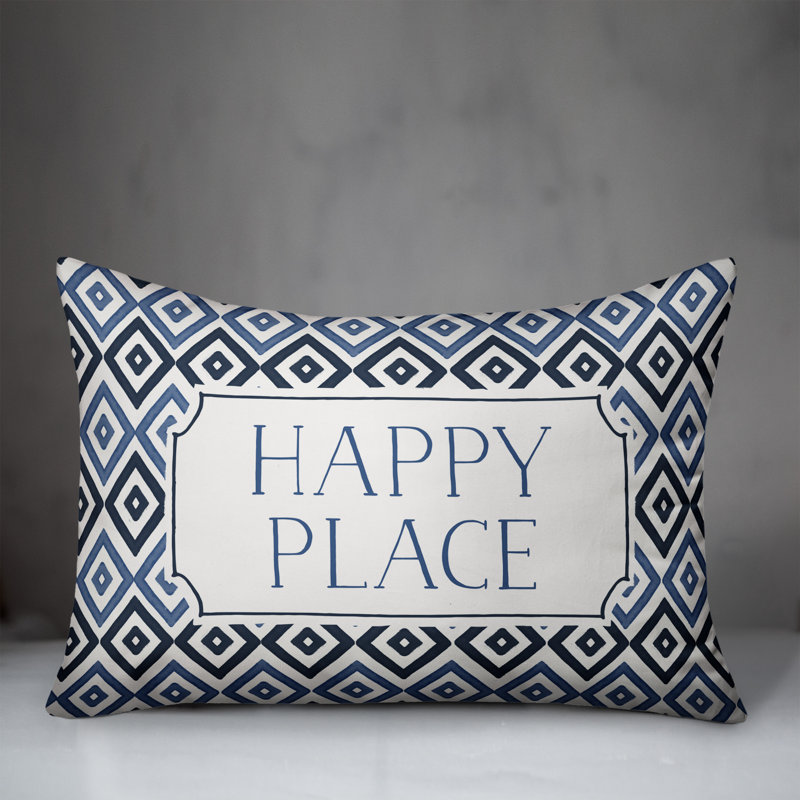 Geometric Outdoor Reversible Throw Pillow, Blue