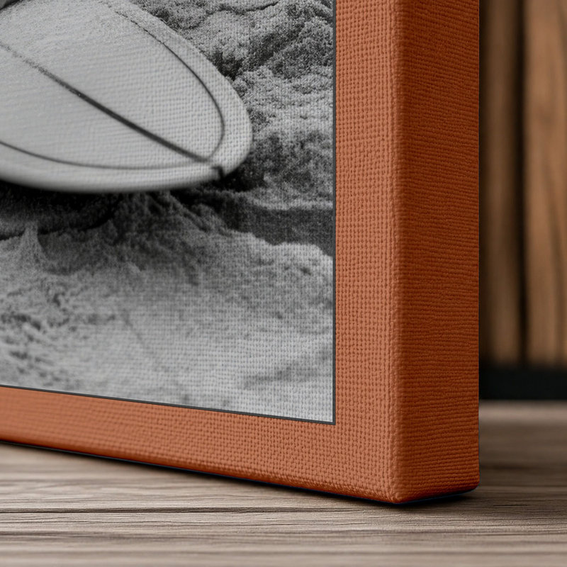 Surfer's Moment Coastal - Wrapped Canvas, 36x24 - 91.4 x 61.0 cm, Terracotta Border
