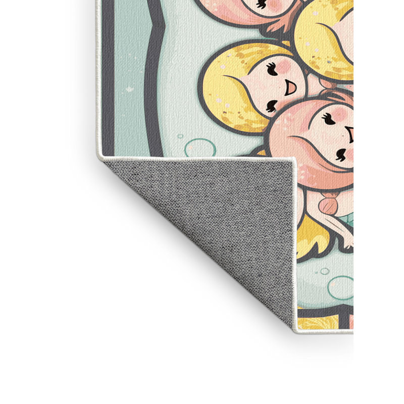 Tapis pour enfants East Urban Home Mermaids, Rectangle 6 pi x 9 pi