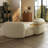 102" Modern Curved Bouclé Sofa With Integrated Gold Side Tables, 4-Seater For Living Room