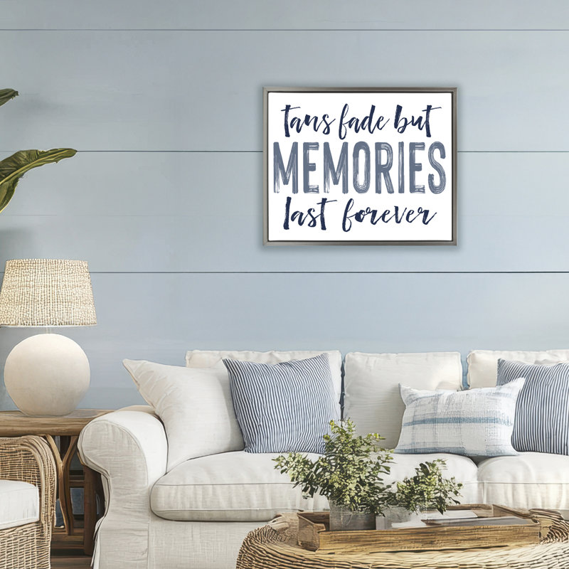 Cadre flottant Summer Memories Last Forever, design par lettré et doublé, H 17 po x l 21 po, Cadre flottant gris lustré