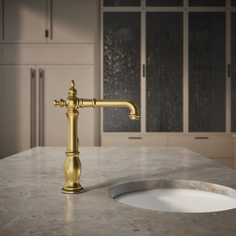 Artifacts Bar Faucet, Vibrant Brushed Moderne Brass