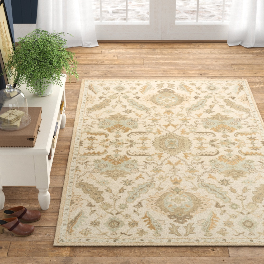Arden Hand Tufted Wool Cream Rug, Rectangle 6' x 9'