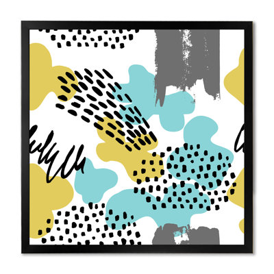 «Blue and Green Retro Polka Dots Clouds», reproduction d'art sur toile moderne