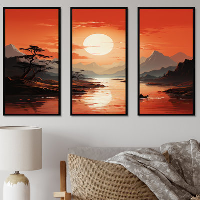 Sunsets Simplicity Desert Solitude II - Minimalisme, ensemble d'art sur toile