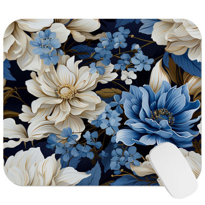 Floral Blue Peonies Flowers IX Gaming Cute Office Laptop Desk Pad Gift Mat Square Rectangle Non-Slip Mousepad