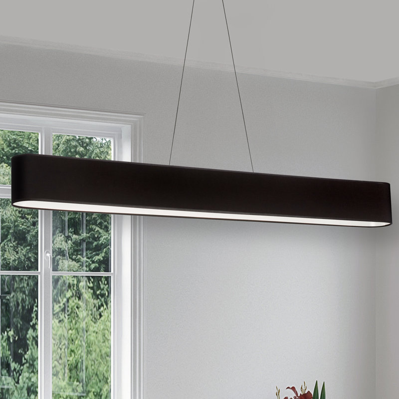 Luminaire suspendu linéaire à 1 lumière pour îlot de cuisine Kahlilah, Noir mat, Noir
