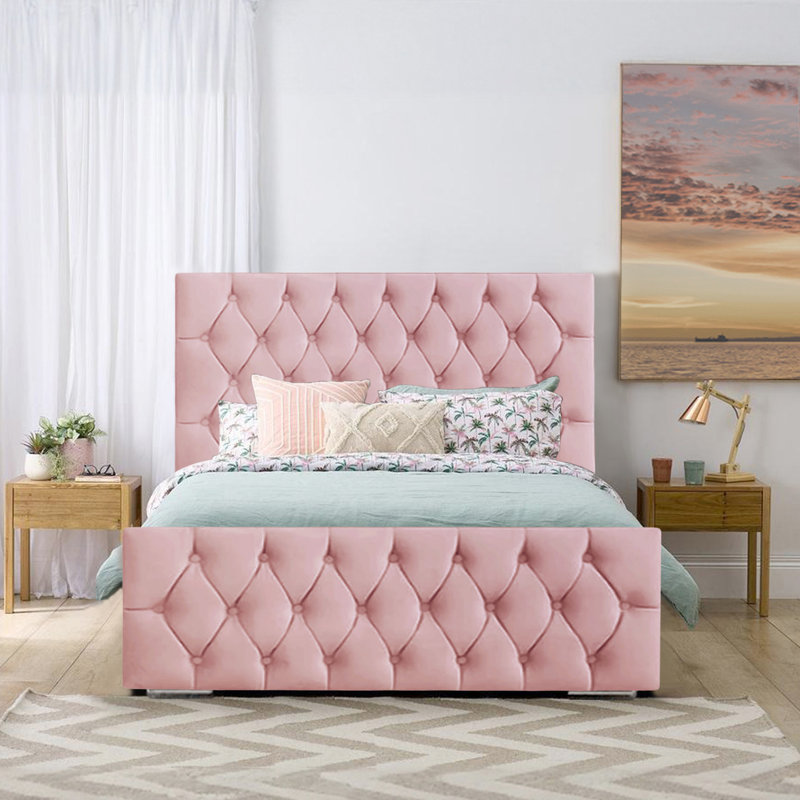 Bollman Upholstered Bed, Pink, Super King (6')