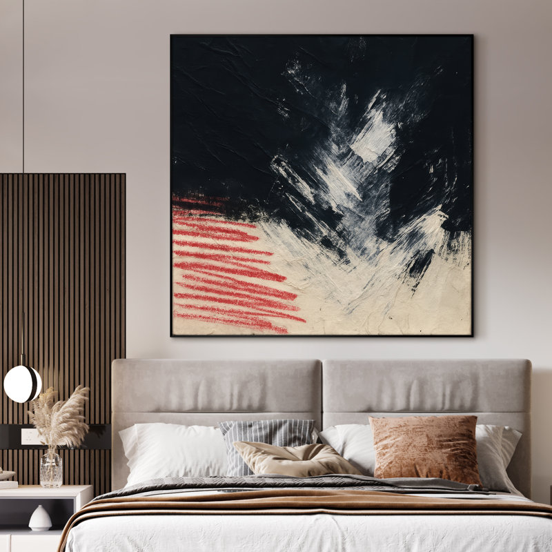 Très grande reproduction d'art sur toile - Abstrait neutre, œuvre d'art moderne, décor pour le salon ou la chambre à coucher - «Assemblage requis du cadre (cadre non fini)»