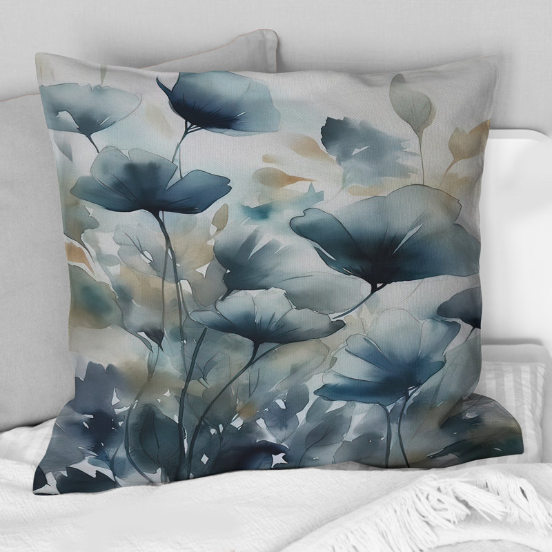 Coussin Blue Leaf Foliage And Flowers III - Leaves