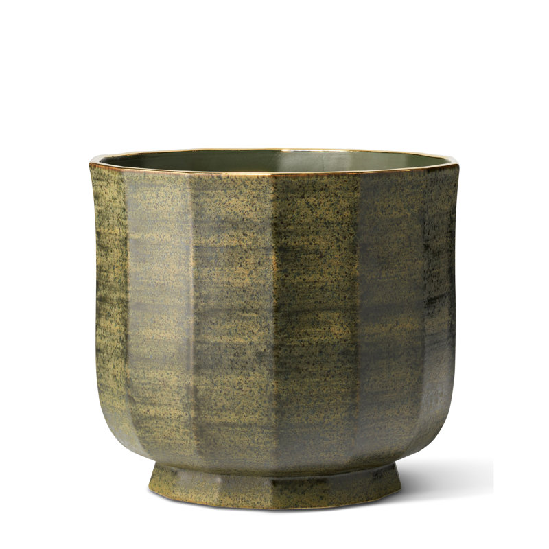 Cache-pot en céramique Delmara, H 7,6 po x l 8,5 po x P 8,5 po, Doré