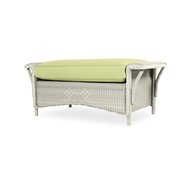 Nantucket Outdoor Ottoman, Flagship Lapis Sunbrella®, Linen