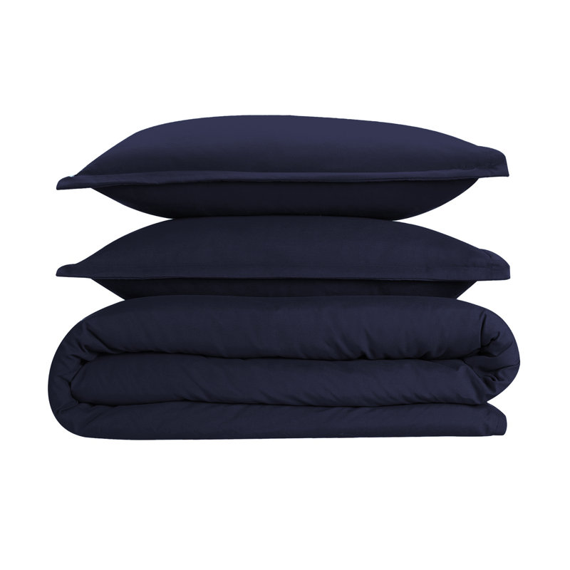 Super Soft Microfibre Reversible Plain Duvet Cover Set, Kingsize Duvet Cover Set + 2 Pillowcases, Navy