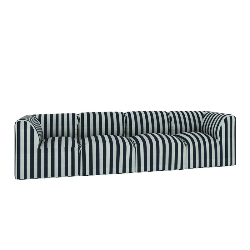 Praia Essie 124" Sunbrella® Outdoor Sofa, Expressive Mist Striped Sunbrella®