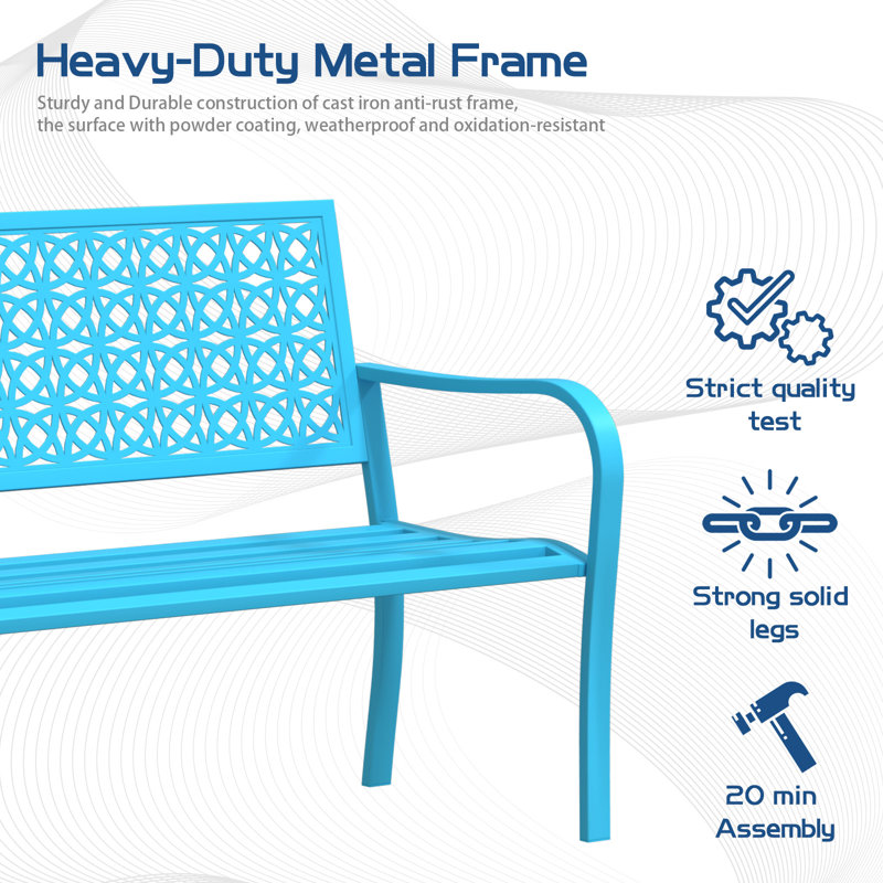 Banc de jardin en métal, Bleu