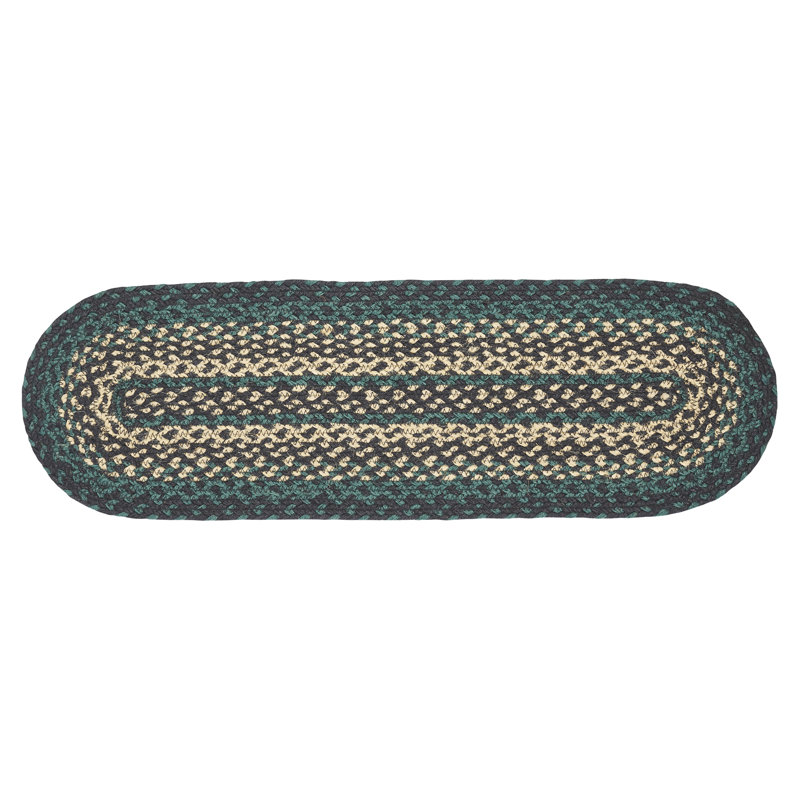 Tapis d'escalier vert pin / beige, Ovale 8,5 po x 2 pi 3 po