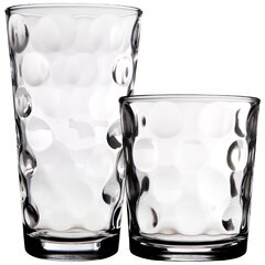 Drinking Glasses Set Of 16 - By Home Essentials & Beyond - 8  Highball Glasses (17 oz.), 8 Rocks Whiskey Glass cups (13 oz.), Inner  Circular Lensed Glass Cups for