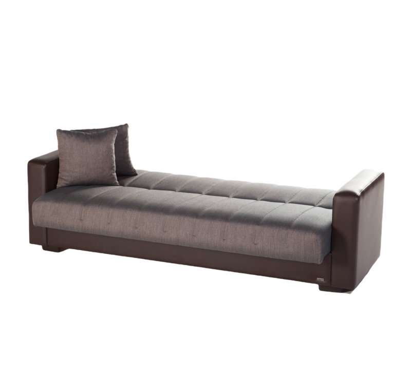 Canapé-lit rembourré Naquanda, Polyester à 100 % de couleur brune