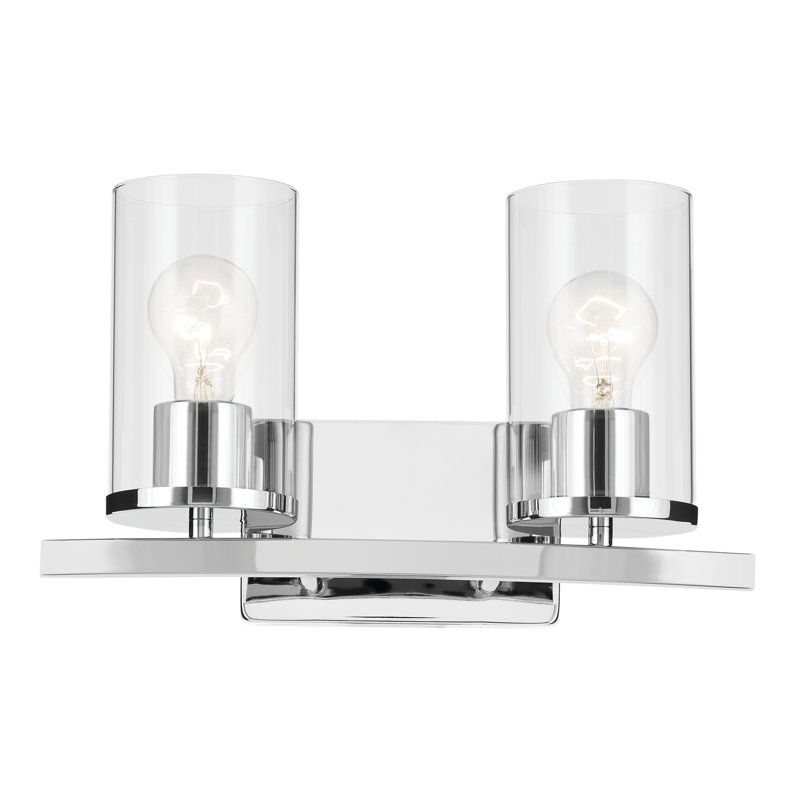 2-Light Chrome Bath Vanity Light with Clear Glass Shades, Chrome
