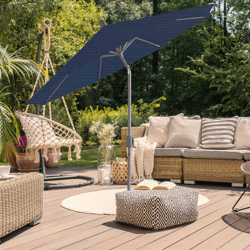 Parasol extérieur en polyester 104 po Natalie, Gris vedette, Marine