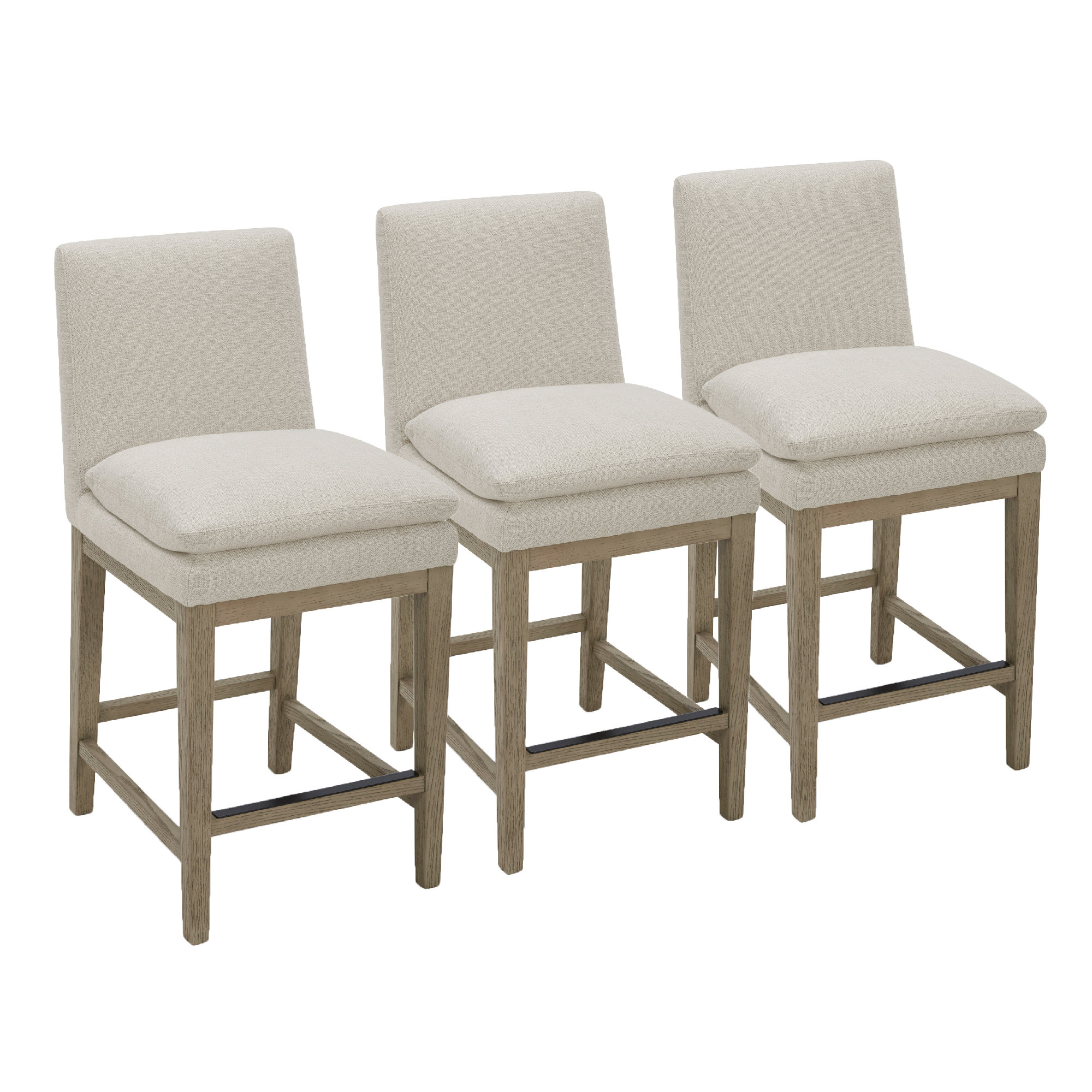 Bethea Upholstered Counter Stool, Effie Linen Performance Linen