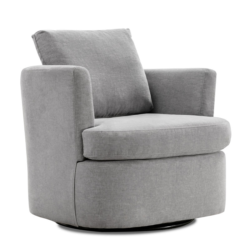 Jocqueline 32.3'' Wide Swivel Barrel Chair, Light Gray
