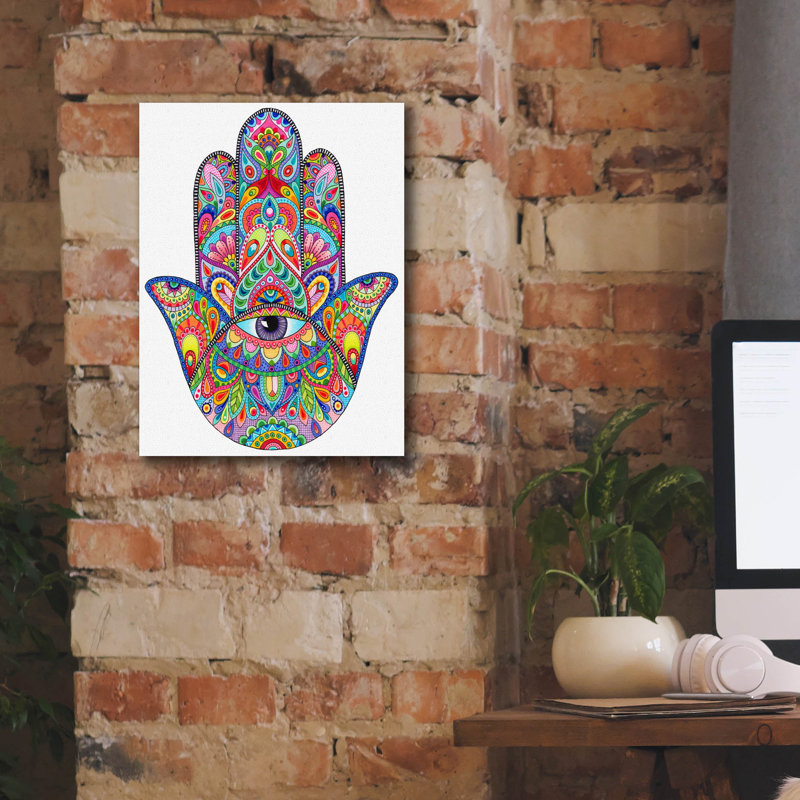 «Hamsa Hand» par Hello Angel, art mural sur toile, H 16 po x l 12 po x P 0,75 po