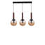 Lustre réglable élégant, structure en métal avec capuchon en verre, 15 x 15 x 31,5 pouces | Finition miel, noyer et noir | 3 x douilles E27 (40 W maximum) | Parfait pour la salle à manger et l'espace de vie, éclairage élégant et fonctionnel-665895661-665895663-665895665