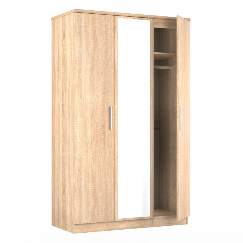 Borgeson Triple Mirror Wardrobe , Bardolino Oak