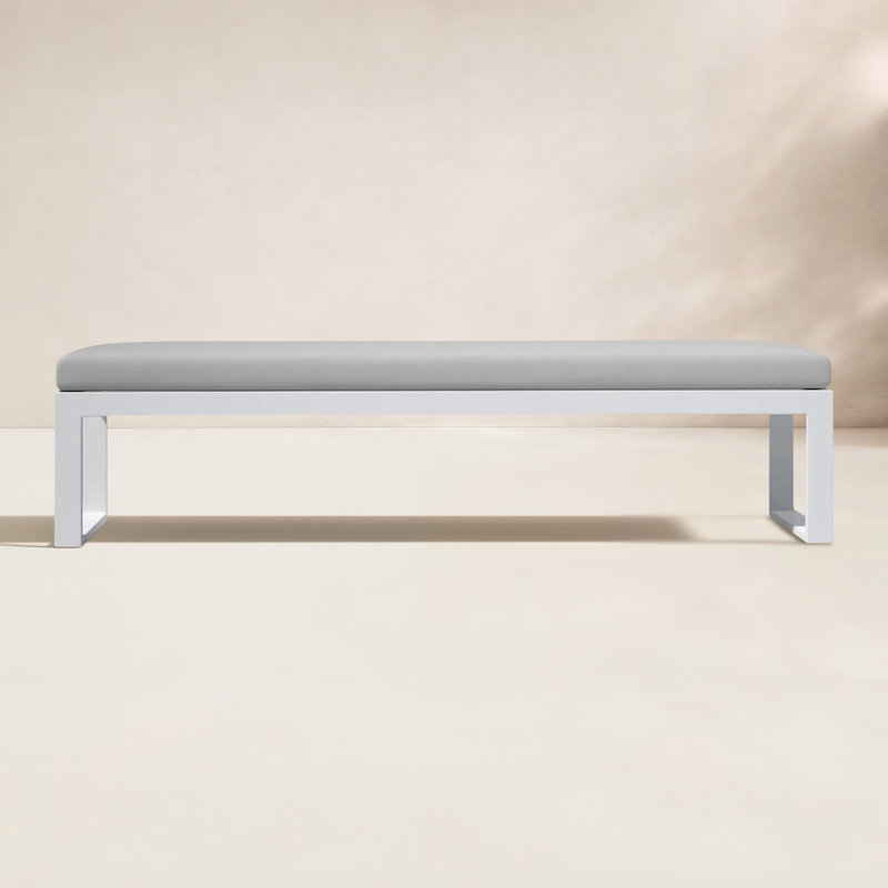 Newport Outdoor Dining Bench, Cast Silver Sunbrella®
