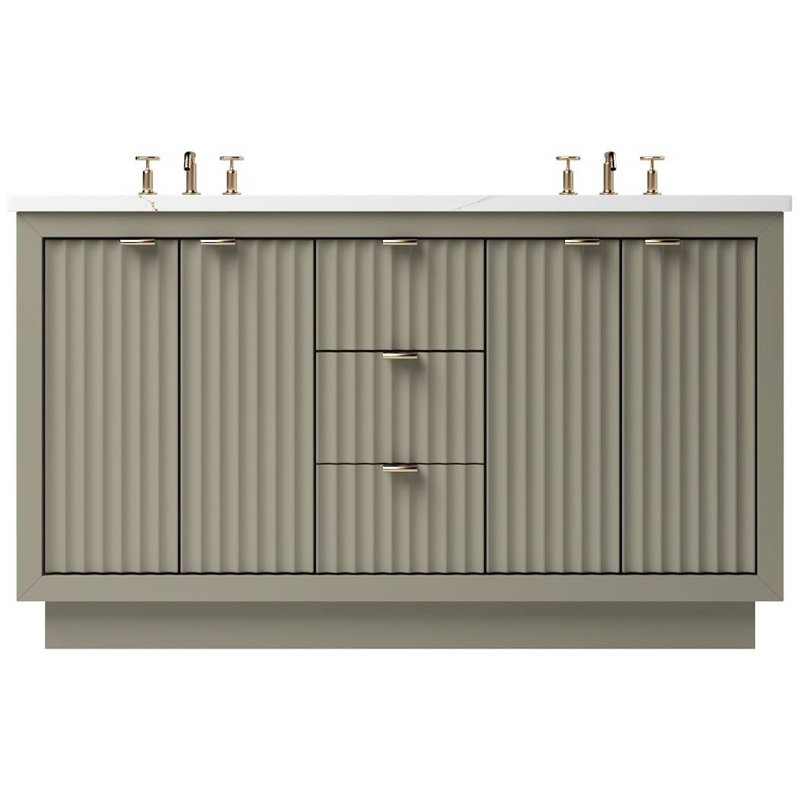 Lecrieú Double Bath Vanity, French Olive, Rose Gold, 72"