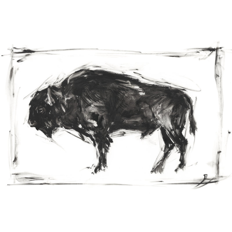 Dynamic Bison II by Ethan Harper - Wrapped Canvas Painting, 20 cm H x 30 cm W, Wrapped Canvas
