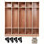Portemanteau avec 10 casiers et 5 crochets, armoire de rangement mobile en bois avec roulettes, organisateur préscolaire pour la maison, l'école et le vestibule