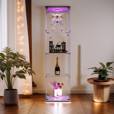 Vitrine, verre, 4 tablettes avec une porte