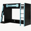 Lit mezzanine simple en bois avec bureau, tablettes multiples et lumière RVB, bleu nuage-129631785